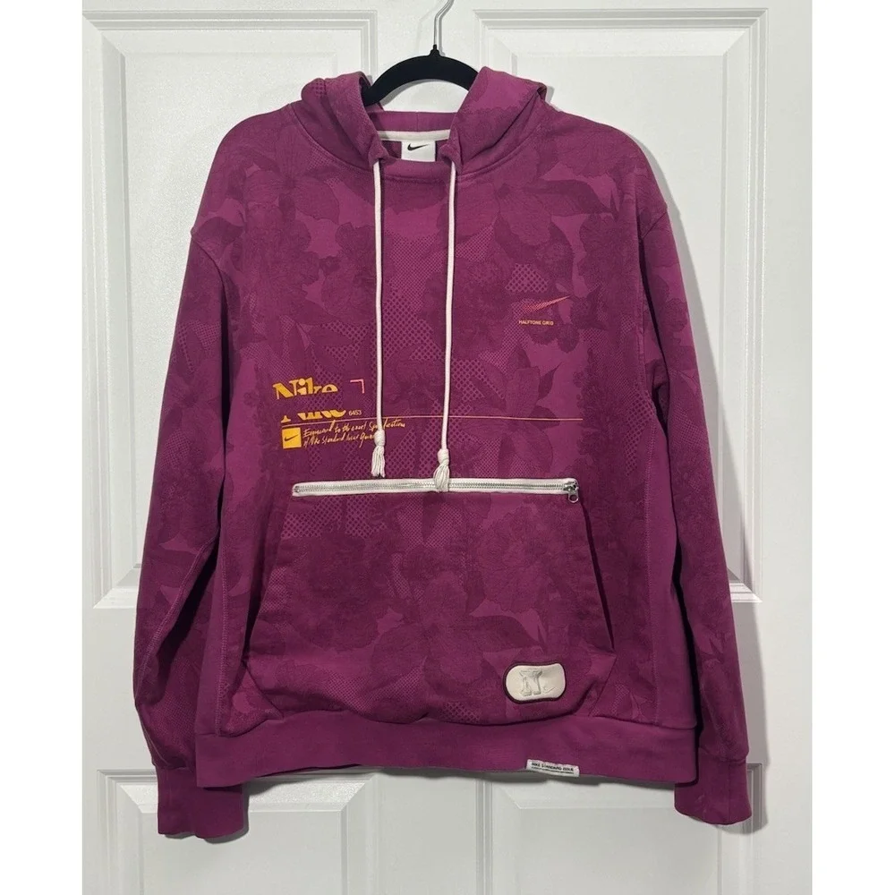 Mens L Nike Standard Issue Basketball Pullover Hoodie‎ Sweatshirt Pink Y2K 0388